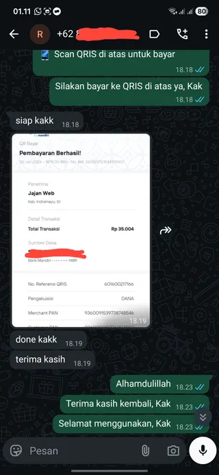 Testimoni CapCut Pro — screenshot asli pelanggan Jajan Web