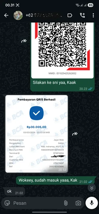 Testimoni Prime Video Premium (Privat) — screenshot asli pelanggan Jajan Web