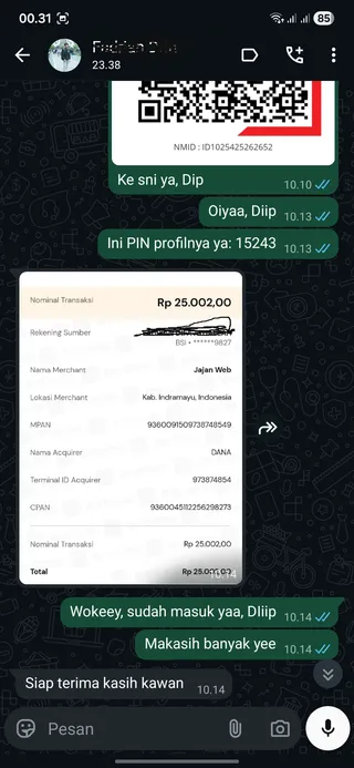 Testimoni Prime Video Premium (Privat) — screenshot asli pelanggan Jajan Web
