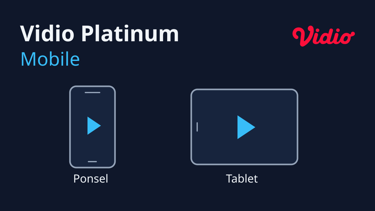 Ilustrasi ponsel dan tablet sebagai perangkat untuk penawaran Vidio Platinum Mobile.